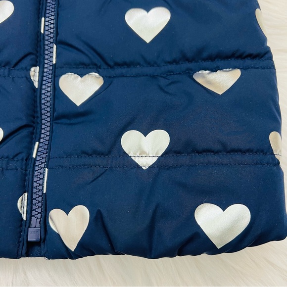 Gap Kids Toddler 12-18months Metallic Silver Hearts Navy Blue Puffer Vest - Picture 5 of 13